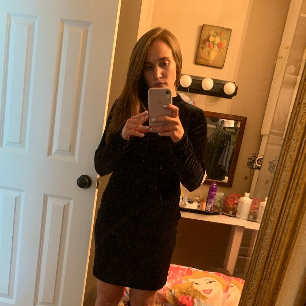 H&M Velvet Fitted Navy Blue Cocktail Dress